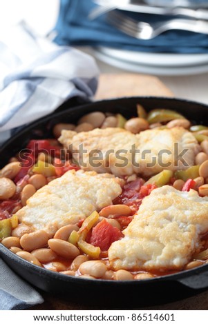 Baked cod fillet with vegetables