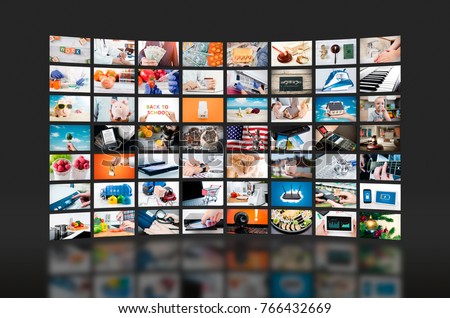 Multimedia video wall television broadcast. multimedia wall television video broadcast advertising background broadcasting concept