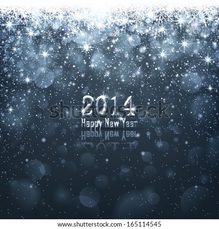 Dark blue background with falling snowflakes