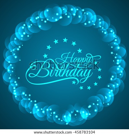 Happy Birthday Glittering Blue Color Text Design Background