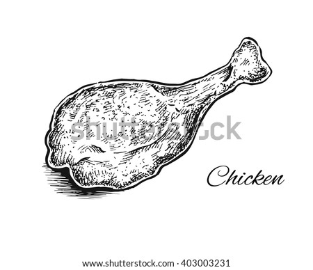 Black White Hand Drawn Fried Chicken Stock Vector 403003231 - Shutterstock