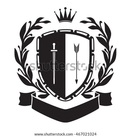 Coat Arms Shield Sword Arrow Laurel Stock Vector 467021024 - Shutterstock