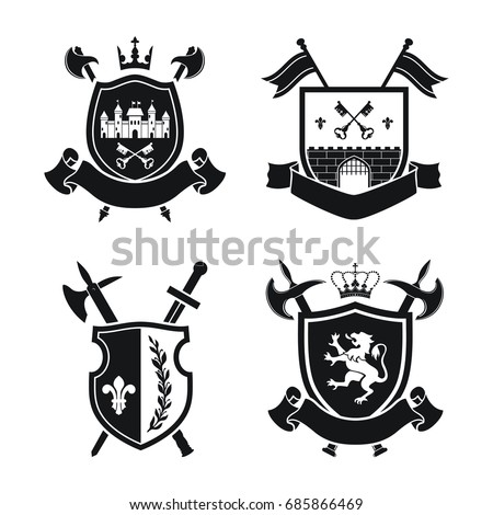 Coat Arms Shield Lion Laurel Crown Stock Vector 337717070 - Shutterstock