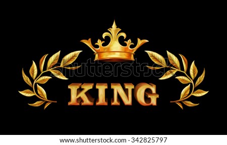 Golden Crown King Lettering Illustration Stock Illustration 342825797