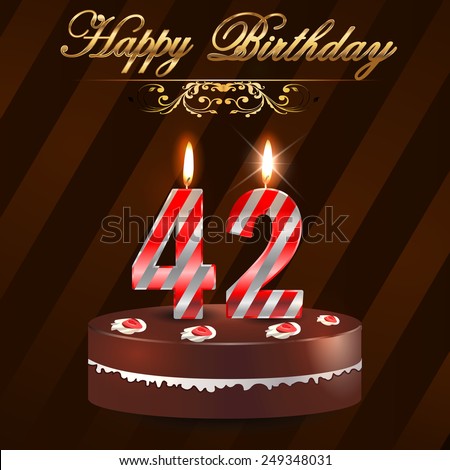 42 Year Happy Birthday Card Cake Stock Vector 249348031 