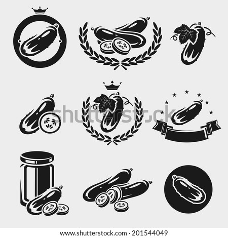 Cucumbers set. Vector