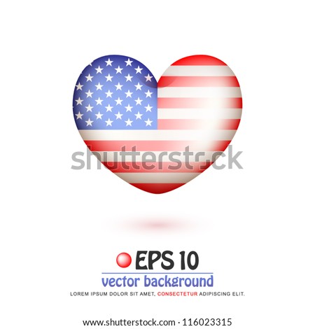 vector illustration of flag of United States in valentine heart shape