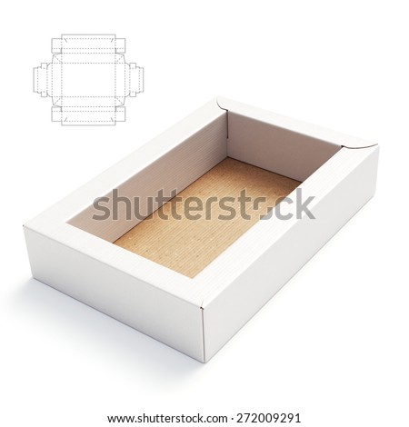 Double Wall Tray Box with Die Cut Template - stock photo