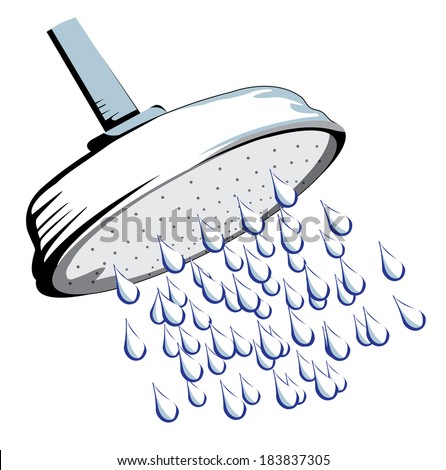 Cartoon Illustration Shower Head Large Water Stock Vector 232163503 ...