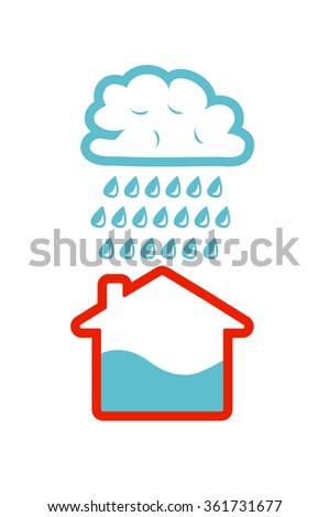 Flat Vector Image House Rain Cloud Stock Vector 361731677 - Shutterstock