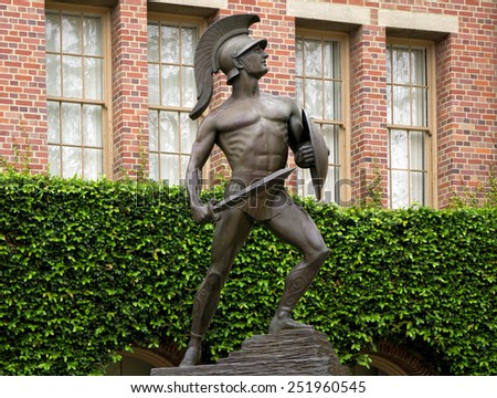 LOS ANGELES, CA/USA - FEBRUARY 7, 2015: Tommy Trojan on the campus of the University of California.