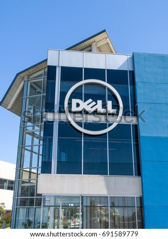 SANTA CLARA, CA/USA - JULY 29, 2017: Dell computer corporate facility and logo. Dell Inc. is a multinational computer technology company.