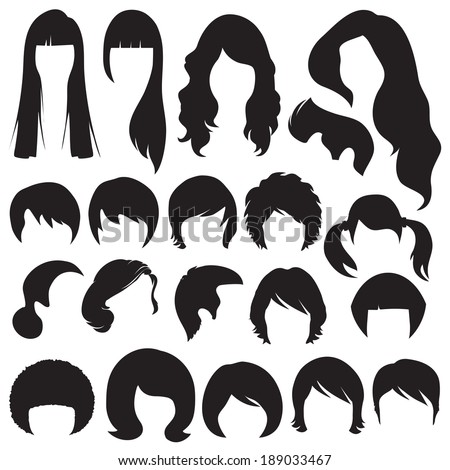 Hair Silhouettes Woman Man Hairstyle Stock Vector (Royalty 