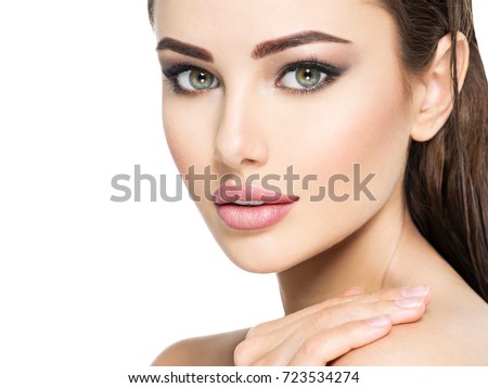 https://thumb7.shutterstock.com/display_pic_with_logo/93178/723534274/stock-photo-beauty-face-of-the-young-beautiful-woman-isolated-on-white-gorgeous-female-portrait-with-slicked-723534274.jpg