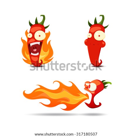 Set Hot Chili Peppers Cartoon Style Stock Vector 317180507 ...