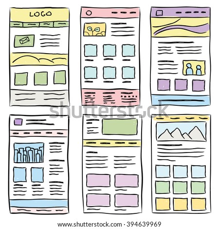 drawing web page website layouts doodle style stock vector drawing web page website layouts doodle style stock vector