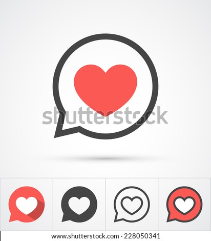 Heart in speech bubble icon. Vector illustration