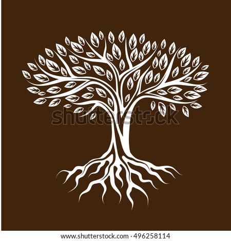 Abstract Stylized Tree With Roots And Leaves Natural Illustration Abstract Stylized Tree With Roots And Leaves Natural Illustration
