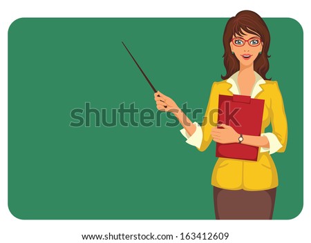 Cartoon Blackboard Teacher Woman Stock Photos, Images, & Pictures ...