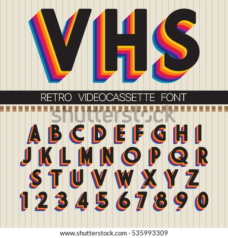 stock vector  s retro font vector vhs alphabet 535993309