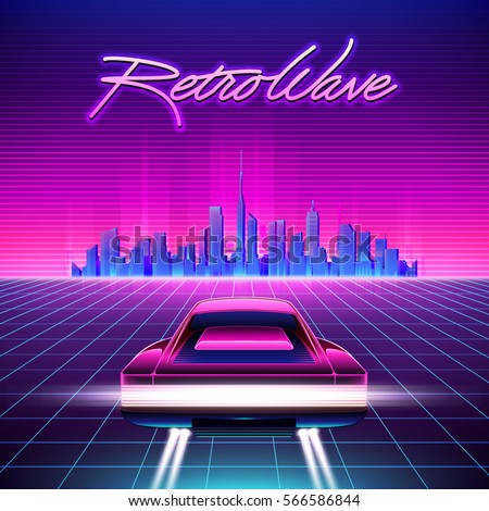80s Retro Sci Fi Background Vector Futuristic Synth Wave Illustration In 1980s 80s Retro Sci Fi Background Vector Futuristic Synth Wave Illustration In 1980s