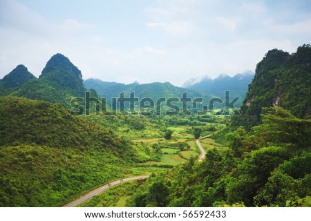 Beautiful mountain valley. Cao Bang province. Northern Vietnam.