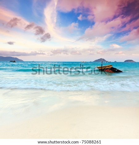 Sunset over the sea. Con Dao. Vietnam