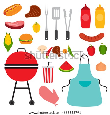 Vector Illustration Whimsical Fun Summer Barbecue Stock Vector ...