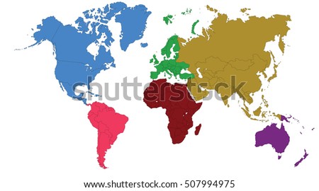 Colored Map World Countries Borders Stock Vector 35866774 - Shutterstock