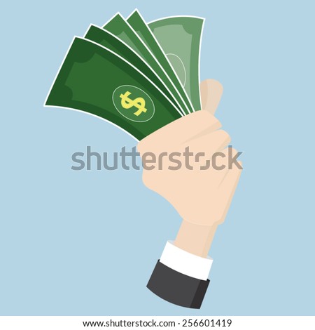 hand grasp catch money cash Dollar ,business and ecology concept vector ...