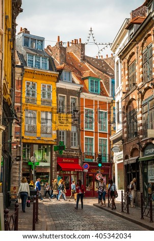 LILLE FRANCE JUNE 15 Busy Street Stock Photo (Edit Now ...