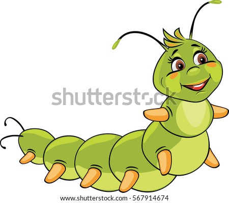 Cartoon Smiling Caterpillar Vector Stock Vector 567914674 - Shutterstock