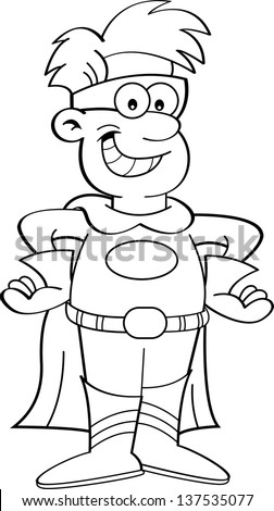 Black White Illustration Boy Wearing Superhero Stock Vector 137535077 ...