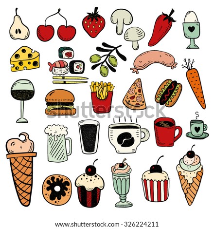 Hand Sketched Doodle Food Clip Art Stock Vector 617093408 - Shutterstock