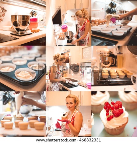 Woman Decorating Cupcakes cupcake batter" stock photos, royalty-free images & vectors Woman Decorating Cupcakes cupcake batter" stock photos, royalty-free images & vectors