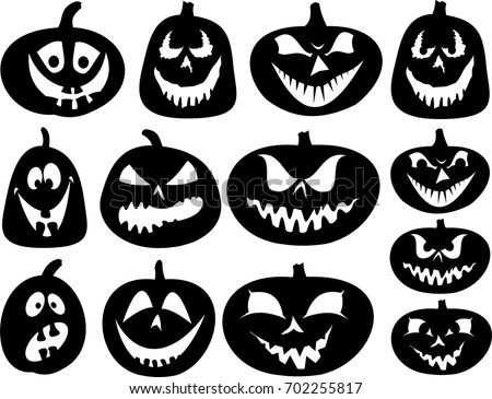 Halloween Pumpkin Silhouettes Vector Set Stock Vector 702255817 ...
