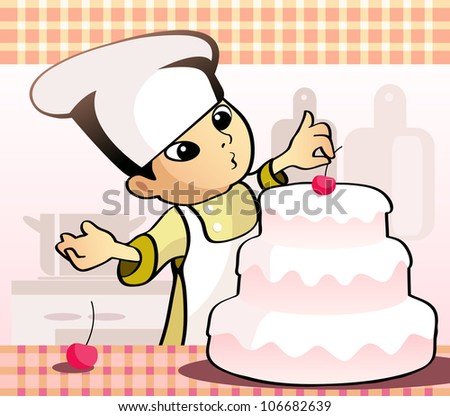 Cute Cartoon Birthday Girl Cake Vector Stock Vector 102041245