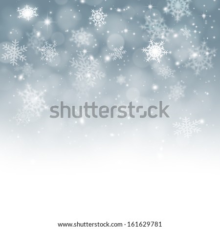 Winter snow background with xmas balls for Christmas and New Year greeting cards
