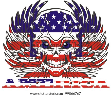 American Flag Wing Skull Stock Vector 99066767 - Shutterstock