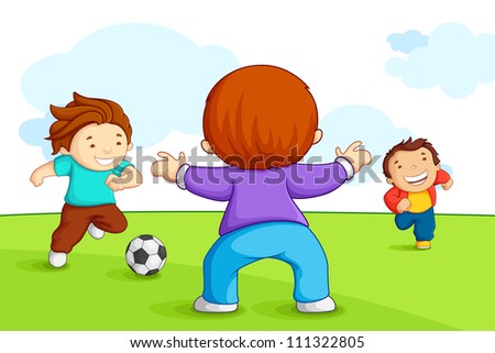 Vector Illustration Kid Playing Soccer Playground Stock Vector ...