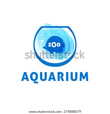 Vector stylized image of an aquarium with fish