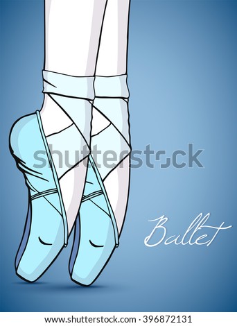 Handdrawn Illustration Ballerinas Feet Dancing Ballet Stock ...