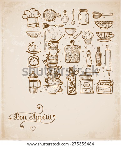 Vintage Kitchen Utensils Illustration card vintage kitchen utensils handdrawn ink stock vector 275355464 Vintage Kitchen Utensils Illustration card vintage kitchen utensils handdrawn ink stock vector 275355464