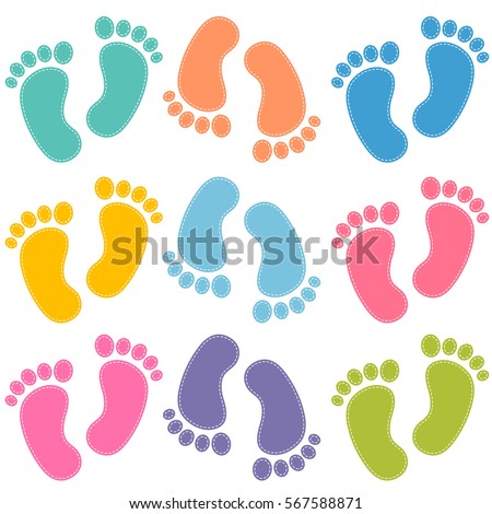 Funny Baby Foot Prints Stock Vector 95554768 - Shutterstock