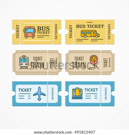 Bus Train Airplane Tickets Flat Design Stock Vector ...