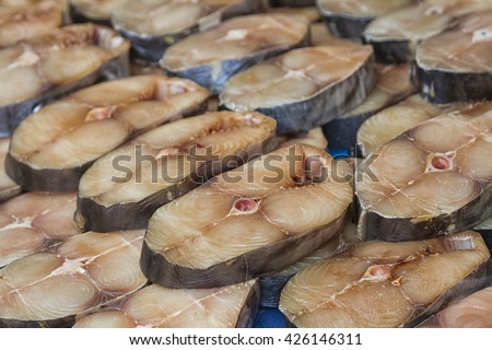 Dried fish slice in the seafood market