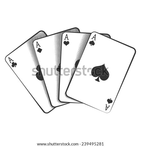 Winning Poker Hand Four Aces Playing Stock Vector 239495281 - Shutterstock