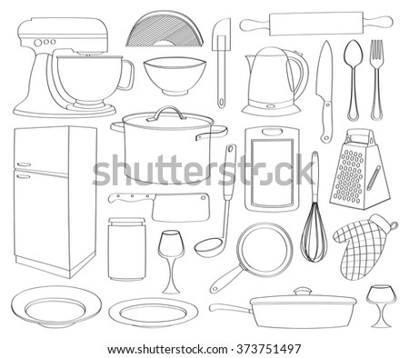 Doodle Vector Kitchen Kitchen Tools Cooking Stock Vector 373751497 ...