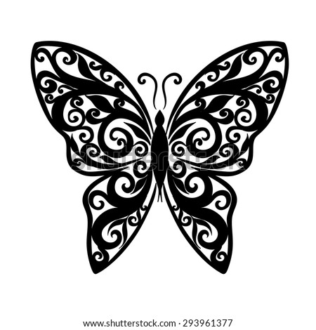 Download Silhouette Beautiful Patterned Butterflies Stock Vector ...