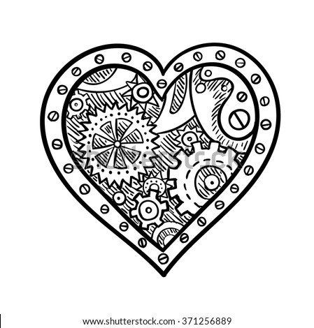 Mechanical Valentine Heart Vector Stock Vector 67056034 - Shutterstock